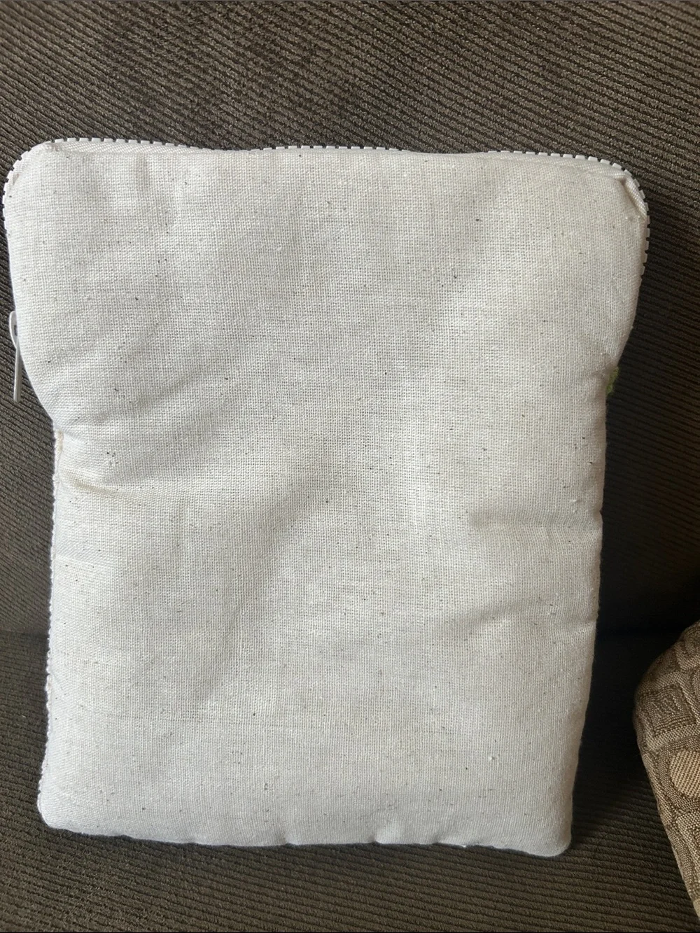 Kindle/Tablet Cover/Sleeve. 7” Handhooked Floral Zip Pouch in Lavender & Cream